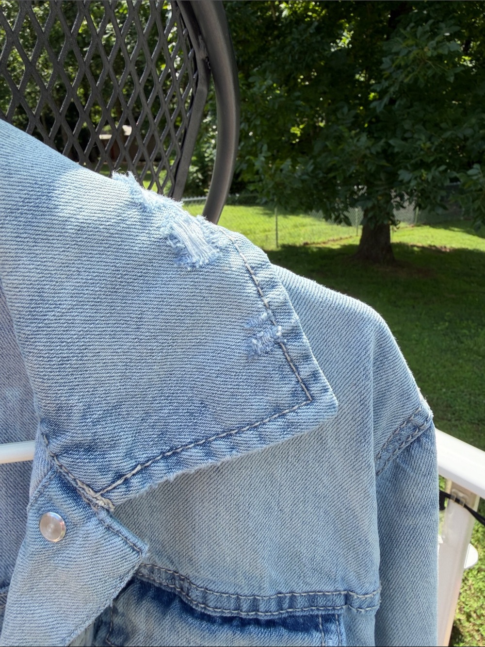 STYLUS Distressed Light Blue Denim Trucker Jacket - Picture 3 of 8
